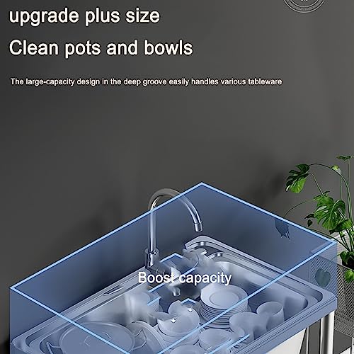 Stainless Steel Utility Sink Single Bowl Outdoor Garden Sink Freestanding Commercial Restaurant Sink Anti-overflow With Faucet Drain Basket Shelf Towel Bar For Kitchen Laundry Room Garage