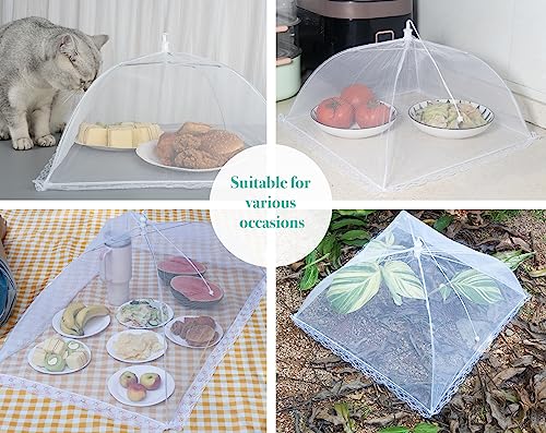 Food Covers for Outside, 2 Extra Large 40"X24" & 2 Large 17"X17" & 2 Middle 14"X14" Food Tents, Pop-Up Food Covers for Outdoors Mesh Screen Food Net Picnic Accessories