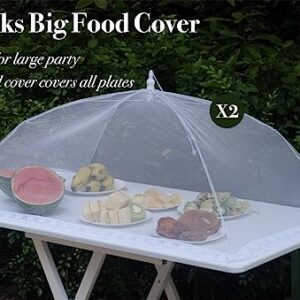 Food Covers for Outside, 2 Extra Large 40"X24" & 2 Large 17"X17" & 2 Middle 14"X14" Food Tents, Pop-Up Food Covers for Outdoors Mesh Screen Food Net Picnic Accessories