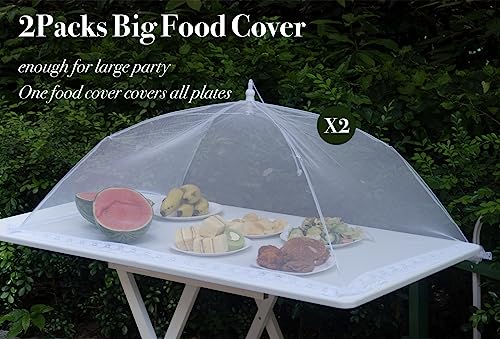 Food Covers for Outside, 2 Extra Large 40"X24" & 2 Large 17"X17" & 2 Middle 14"X14" Food Tents, Pop-Up Food Covers for Outdoors Mesh Screen Food Net Picnic Accessories