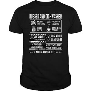 busser and dishwasher multitasking problem solving job title - unisex tee black