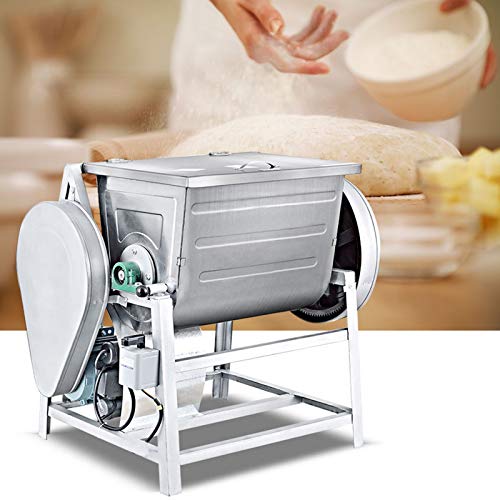 30QT 110V Commercial Electric Dough Mixer, Stainless Countertop Steel Dough Mixing Machine Heavy Duty Bakery Kitchen Flour Equipment for Commercial or Family Use 1.5KW
