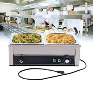 KOLHGNSE 2-Pan Commercial Food Warmer Countertop Stainless Steel Buffet Bain, 1500W Electric Steam Warmer for Catering and Restaurants