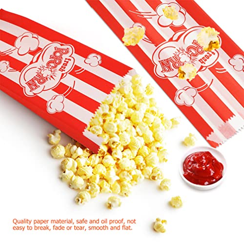 Snack Container 100Pcs Paper Popcorn Bags Convenient Pop Bags Bulk Popcorn Bags Portable Paper Bags Dessert Supplies for Popcorn Machine, Party （90 * 50 * 220MM) Popcorn Bucket