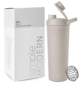 simple modern plastic protein shaker bottle with ball 24oz | shaker cup for protein mixes, shakes and pre workout | rally collection | almond birch