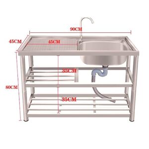 Stainless Steel Sink, Kitchen With Bracket, Simple Washing Basin Countertop, Integrated Vegetable Basin Sink, Household/Commercial (Size : A)