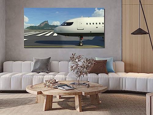 GDYAONCA Modern Canvas Painting Artwork Comercial plane prepare to off de Janeiro Wall Art Poster for Living Room Bedroom Home Office Wall Decor Extra Large Size 60"x 30"