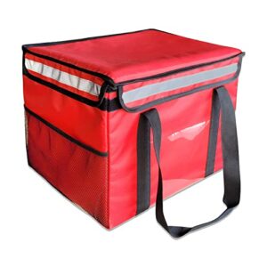 yinfei insulated food delivery bag,upgrade hook and loop＆zipper,pizza delivery bag,insulated grocery bag for commercial food transport,17"x13"x12"(red)