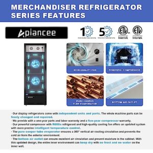 Aplancee Beverage Refrigerator Cooler 24" W 16.5 Cu.ft Glass 1 Door Merchandiser Refrigerator 35-46℉ LED Lighting without Lightbox Black for Restaurant Bar Grocery Store Family Party