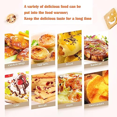 HQHAOTWU Commercial Food Warmer Display Electric Stainless Egg Tart Pizza Food Display Case with Lamp 3-Tier Countertop Pastry Warmer Temperature Adjustable 30-110℃/86-230℉110V