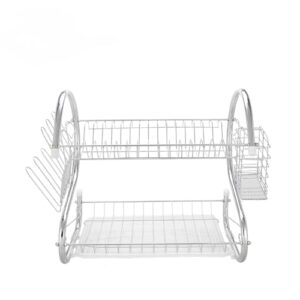 WINZKI Chrome Plated, S-Shaped, Rust-Resistant, 2-Tier Dishrack