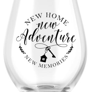 New Home New Adventures Wine and Whiskey Glass Gift Set - Unique Housewarming Gift for New Homeowners - New Home Gift Ideas for Women and Men