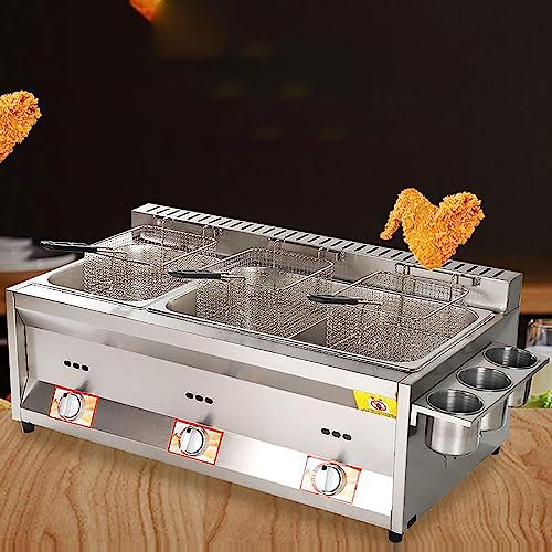 Gas Deep Fryer, Gas Deep Fryer Commercial, Deep Fryer Gas, Propane Lpg Stainless Steel Commercial Countertop Deep Fryer Machine for French Fries Restaurant Home Kitchen