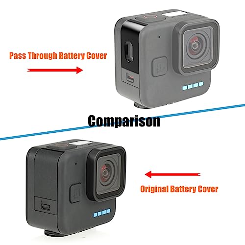 Replacement Side Door Battery Cover for Gopro 11 Mini, Aluminium Alloy Pass Through Battery Cover with Type-C Charging Port Repair Part Camera Accessories Suitable for Gopro Hero 11 Black Mini