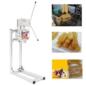 Commercial Churro Maker Machine 3L Manual Churro Filling Machine L-shape Vertical Spanish Donuts Machine Heavy Duty Churro Donut Maker with 5 Nozzles for Home, Restaurant, Bakery