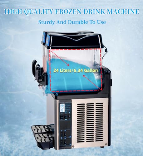 AIANDE Commercial Slushy Machine,24L Frozen Margarita Machine,800W Slush Drink Maker,2 Bowl Slushie Machine,Stainless Steel