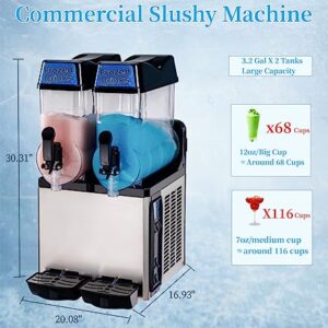 AIANDE Commercial Slushy Machine,24L Frozen Margarita Machine,800W Slush Drink Maker,2 Bowl Slushie Machine,Stainless Steel