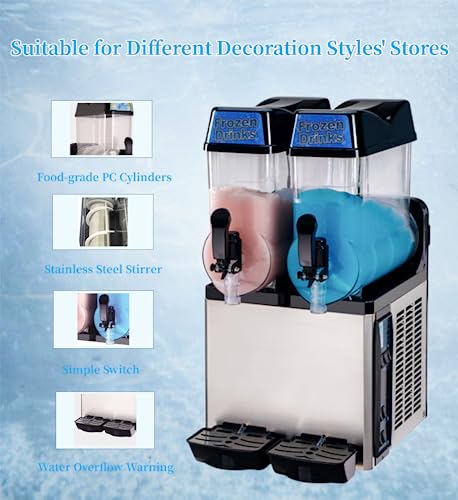 AIANDE Commercial Slushy Machine,24L Frozen Margarita Machine,800W Slush Drink Maker,2 Bowl Slushie Machine,Stainless Steel