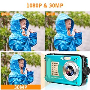 Yifecial Waterproof Camera 10FT Underwater Camera 30MP 1080P FHD Video Resolution 16X Zoom Waterproof Digital Camera for Snorkeling,Vacation(Blue)