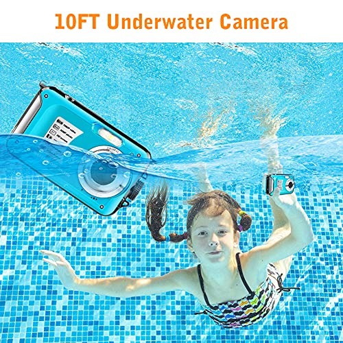 Yifecial Waterproof Camera 10FT Underwater Camera 30MP 1080P FHD Video Resolution 16X Zoom Waterproof Digital Camera for Snorkeling,Vacation(Blue)