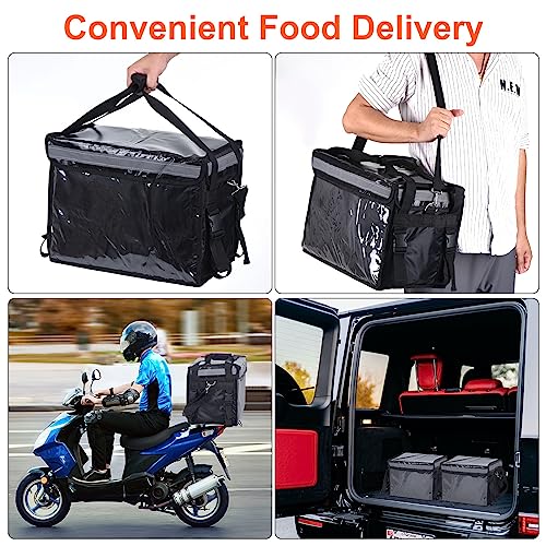 PATIKIL Insulated Bag for Food Delivery XL, 16.5"x11.4"x11.8" Insulated Delivery Bag with Divider, Catering Thermal Food Bag for Pizza HOT/COLD Food, Black (32L)