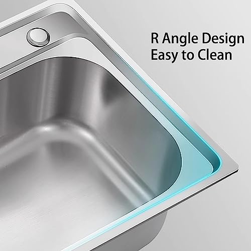 Single Bowl Stainless Steel 304 Sink,Single Bowl Kitchen Sinks,Commercial Restaurant Kitchen Bar Sink,Free Standing Utility Sink with Stand,for Laundry Garage Indoor Outdoor ( Color : Hot and cold fau