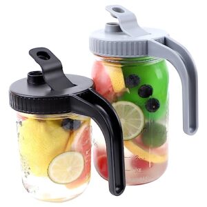 mason jar pitcher lids with pour spout and handle wide mouth mason jar lid with flip cap airtight & leak-proof heavy duty (jar not included)