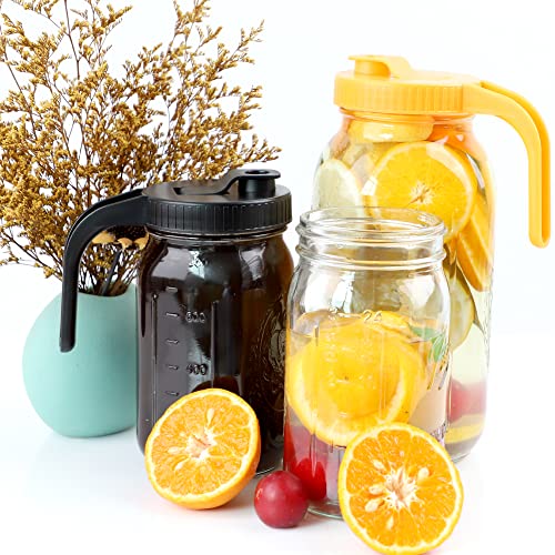 Mason Jar Pitcher Lids With Pour Spout And Handle Wide Mouth Mason Jar Lid With Flip Cap Airtight & Leak-Proof Heavy Duty (Jar Not Included)