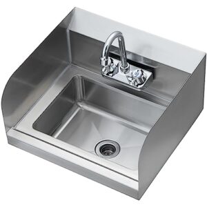 VEVOR Commercial Hand Sink with Faucet and Side Splash, NSF Stainless Steel Sink for Washing, Small Hand Washing Sink, Wall Mount Hand Basin for Restaurant, Kitchen, Bar, Garage and Home, 17x15 inch