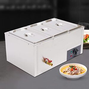 850W Commercial Stainless Steel Food Warmers, Food Warmers with 3Pots&Lids, Buffet Warmer, Buffet Warmer, Portable Food Warmer with Temp Control for Catering and Restaurants