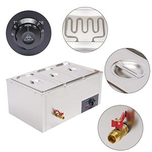 850W Commercial Stainless Steel Food Warmers, Food Warmers with 3Pots&Lids, Buffet Warmer, Buffet Warmer, Portable Food Warmer with Temp Control for Catering and Restaurants