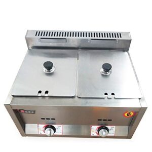 2 pan 6l pans gas deep fryer countertop, commercial food warmer heater stainless steel buffet countertop heating pot steamer soup warmer for catering and restaurant
