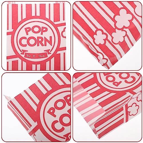 Paper Popcorn Bags Bulk 100pcs Paper Popcorn Bags Individual Servings Oil Resistant Popcorn Container Popcorn Machine Accessories for Popcorn Bars Movie Nights Concessions