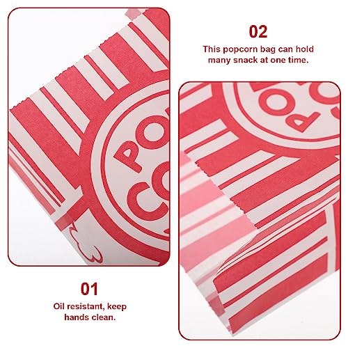 Paper Popcorn Bags Bulk 100pcs Paper Popcorn Bags Individual Servings Oil Resistant Popcorn Container Popcorn Machine Accessories for Popcorn Bars Movie Nights Concessions