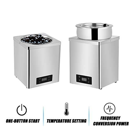 3/7L Commercial Food Warmer Machine, Electric Chocolate Tempering Machine, Steam Table for Buffet with Digital Control, CE/FCC/CCC/PSE (Silver 5L)