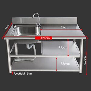 Kitchen Sink,Free Standing Sink Commercial,with Faucet And Workbench,Commercial Kitchen Utility Sink With Stand,for Outdoor Indoor, Garage, Laundry/Utility Room ( Size : A , Color : COLD ALONE_100CM )