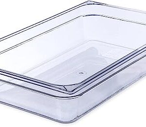 Soro Essentials – Full Size x 4" Deep Polycarbonate Food Pan- Plastic Clear Food Pan Stackable with Capacity Indicator Restaurant Commercial Hotel Pans for Fruits Vegetables Beans Corns- NSF