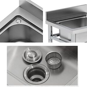 Stainless Steel Sink, Single Tank With Bracket Integrated Simple Floor Washbasin, Household Balcony Kitchen Sink Commercial