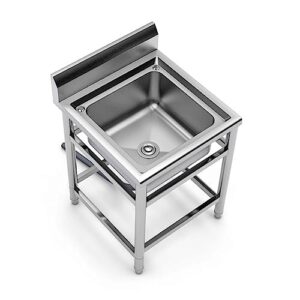 Stainless Steel Sink, Single Tank With Bracket Integrated Simple Floor Washbasin, Household Balcony Kitchen Sink Commercial