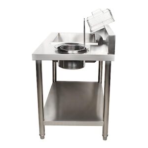 Breading Table Fried Food Prep Station, Commercial Manual Station Stainless Steel Fried Chicken Breading Prep Station (Silver)