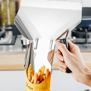 Multifunctional Kitchen Thickened Stainless Steel French Fries Shovel French Fries Bagging Spoon, Open Design For Easy Access Surface Non Slip Detachable Seamless One Piece Durable