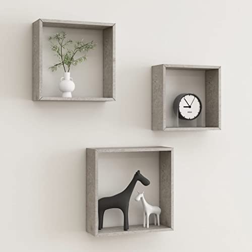 Penau Wall Cube Shelves 3 pcs Concrete Gray Organize with Style Wall Shelves Versatile Wall Shelves