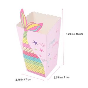 48 Pcs Mermaid Popcorn Box Terrarium Fogger Cookie Packaging Bags Paper Boxes for Food Treat Paper Box Movie Night Popcorn Bowl Infant Gift Paper Popcorn Box Portable Box Candy Cup