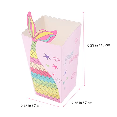 48 Pcs Mermaid Popcorn Box Terrarium Fogger Cookie Packaging Bags Paper Boxes for Food Treat Paper Box Movie Night Popcorn Bowl Infant Gift Paper Popcorn Box Portable Box Candy Cup