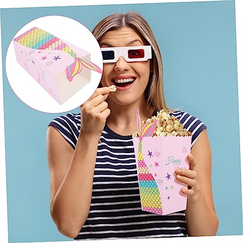 48 Pcs Mermaid Popcorn Box Terrarium Fogger Cookie Packaging Bags Paper Boxes for Food Treat Paper Box Movie Night Popcorn Bowl Infant Gift Paper Popcorn Box Portable Box Candy Cup