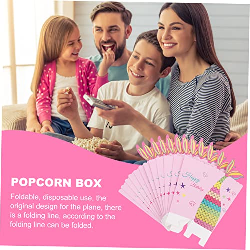 48 Pcs Mermaid Popcorn Box Terrarium Fogger Cookie Packaging Bags Paper Boxes for Food Treat Paper Box Movie Night Popcorn Bowl Infant Gift Paper Popcorn Box Portable Box Candy Cup