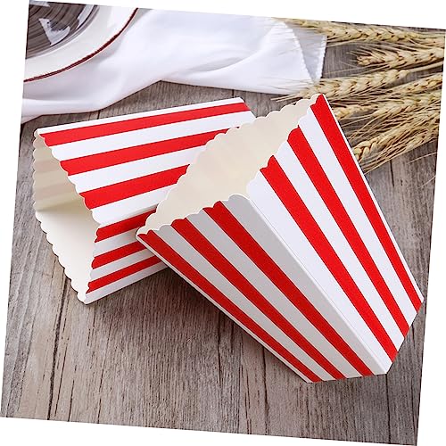 HAKIDZEL 10pcs Popcorn Boxes Popcorn Carton Wedding Party Supplies Individual Popcorn Plastic Containers Colorful Striped Popcorn Boxes Popcorn Holder Popcorn Container Paper Red Disposable