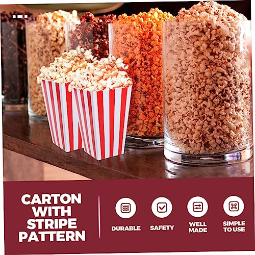 HAKIDZEL 10pcs Popcorn Boxes Popcorn Carton Wedding Party Supplies Individual Popcorn Plastic Containers Colorful Striped Popcorn Boxes Popcorn Holder Popcorn Container Paper Red Disposable