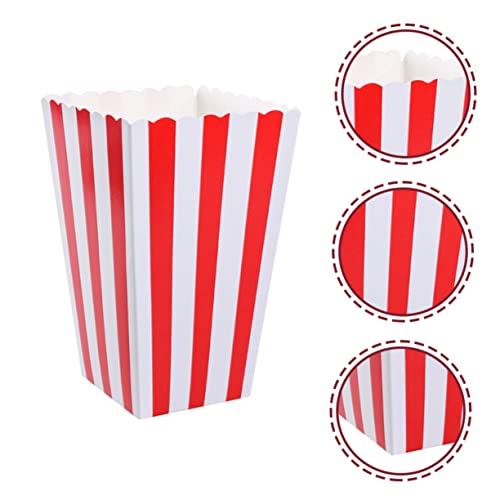 HAKIDZEL 10pcs Popcorn Boxes Popcorn Carton Wedding Party Supplies Individual Popcorn Plastic Containers Colorful Striped Popcorn Boxes Popcorn Holder Popcorn Container Paper Red Disposable