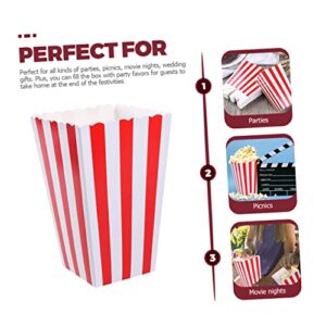 HAKIDZEL 10pcs Popcorn Boxes Popcorn Carton Wedding Party Supplies Individual Popcorn Plastic Containers Colorful Striped Popcorn Boxes Popcorn Holder Popcorn Container Paper Red Disposable